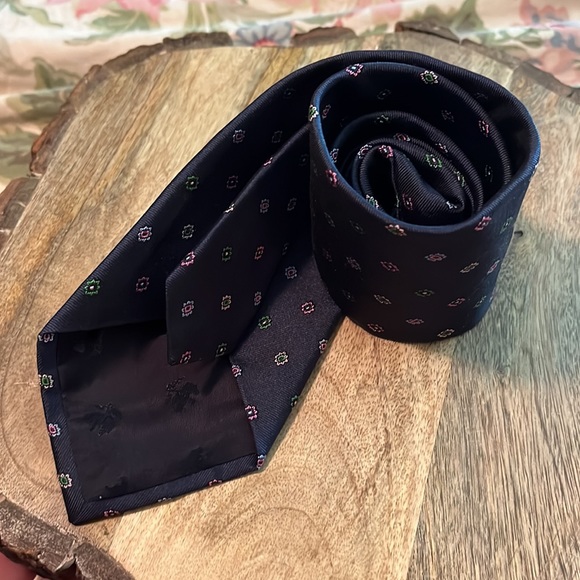 BROOKS BROTHERS Men silk Tie Graphic Rounds Floral Print Blue Multicolor $88 NEW - Picture 14 of 14